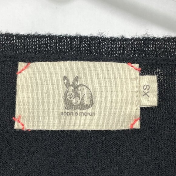 Sophie Moran Size XS Merino Wool Blend Sequin Star Light Sweater  Black Pullover - Picture 3 of 6